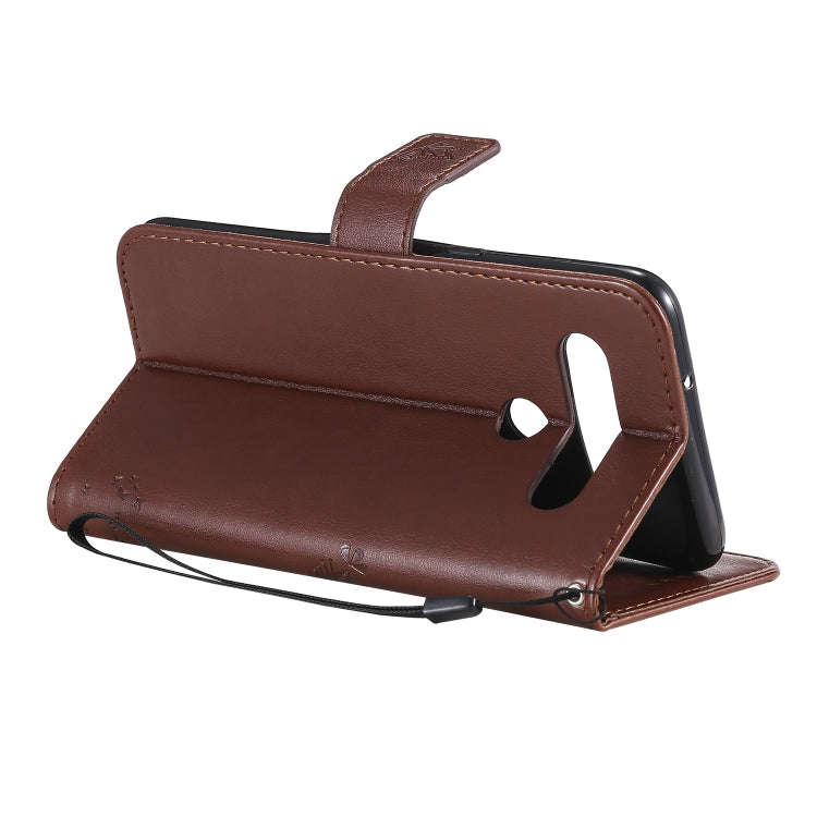 For LG K61 Tree & Cat Embossed Pattern Horizontal Flip Leather Case with Holder & Card Slots & Wa...