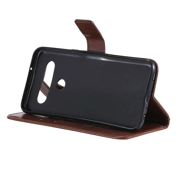 For LG K61 Tree & Cat Embossed Pattern Horizontal Flip Leather Case with Holder & Card Slots & Wa...