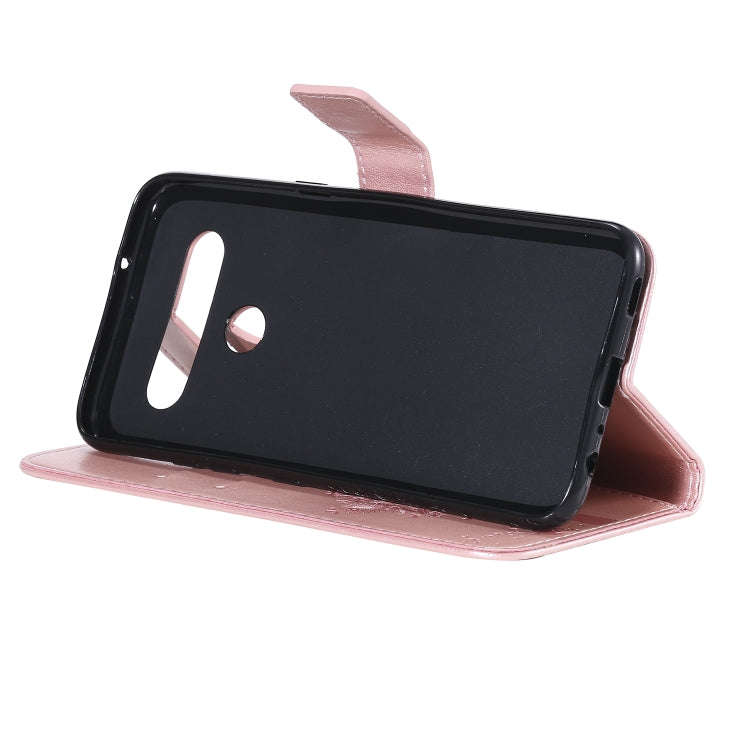 For LG K61 Tree & Cat Embossed Pattern Horizontal Flip Leather Case with Holder & Card Slots & Wa...