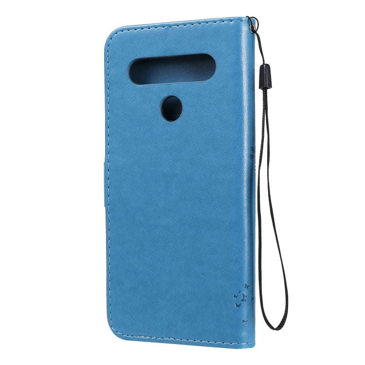 For LG K61 Tree & Cat Embossed Pattern Horizontal Flip Leather Case with Holder & Card Slots & Wa...