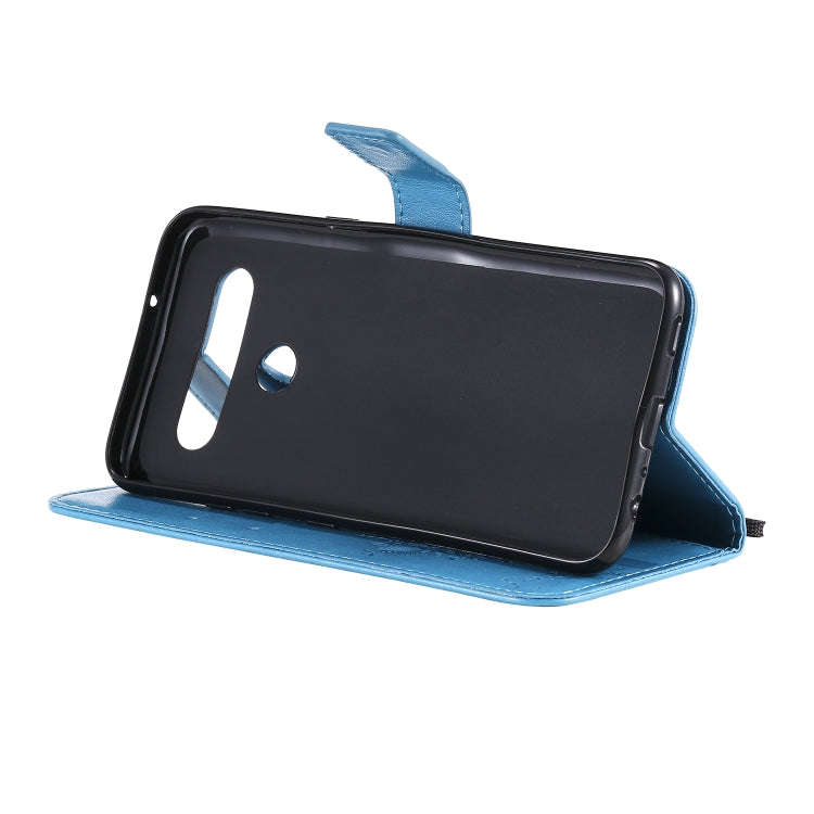 For LG K61 Tree & Cat Embossed Pattern Horizontal Flip Leather Case with Holder & Card Slots & Wa...