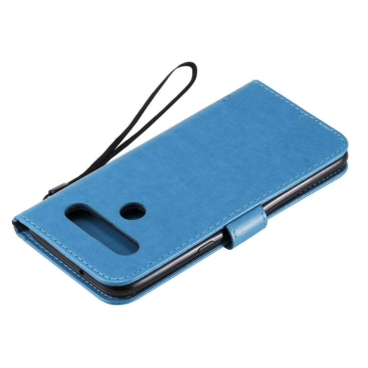 For LG K61 Tree & Cat Embossed Pattern Horizontal Flip Leather Case with Holder & Card Slots & Wa...