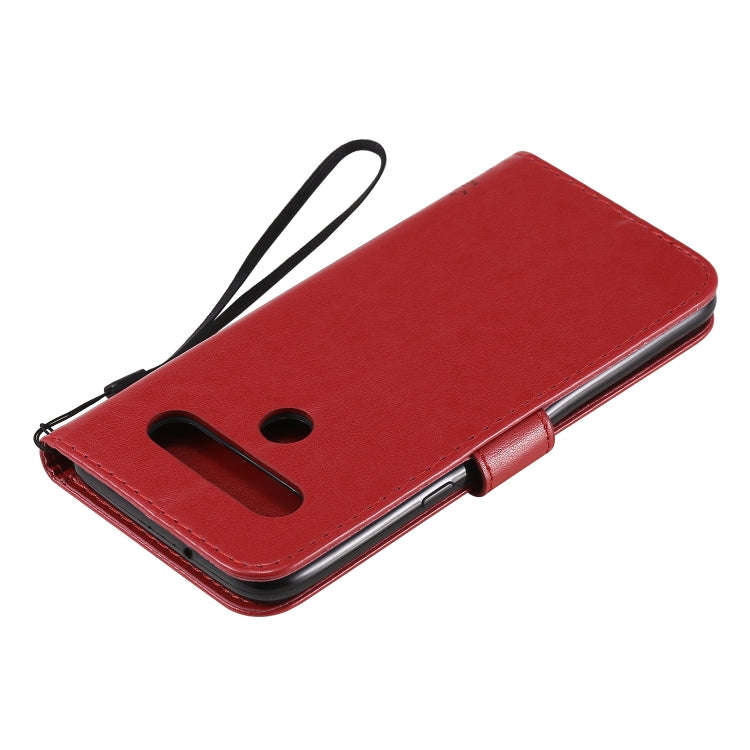 For LG K61 Tree & Cat Embossed Pattern Horizontal Flip Leather Case with Holder & Card Slots & Wa...