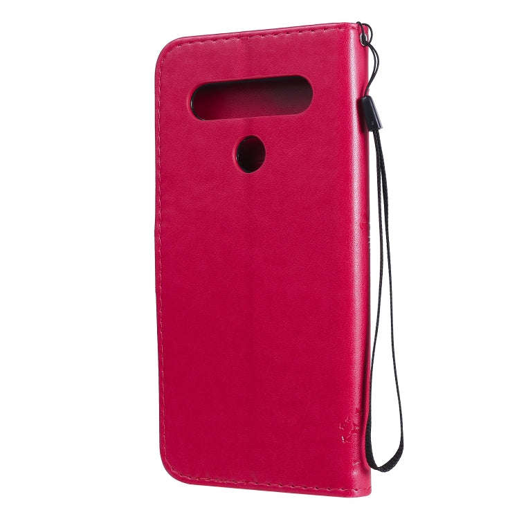 For LG K61 Tree & Cat Embossed Pattern Horizontal Flip Leather Case with Holder & Card Slots & Wa...