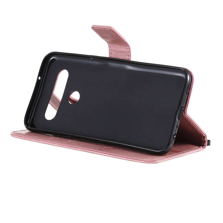 For LG K61 Tree & Cat Embossed Pattern Horizontal Flip Leather Case with Holder & Card Slots & Wa...