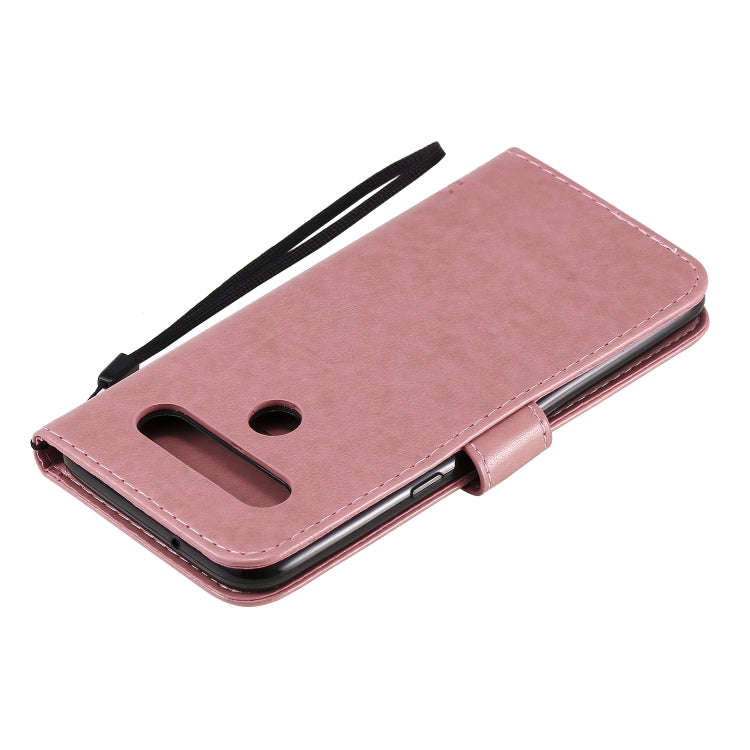 For LG K61 Tree & Cat Embossed Pattern Horizontal Flip Leather Case with Holder & Card Slots & Wa...