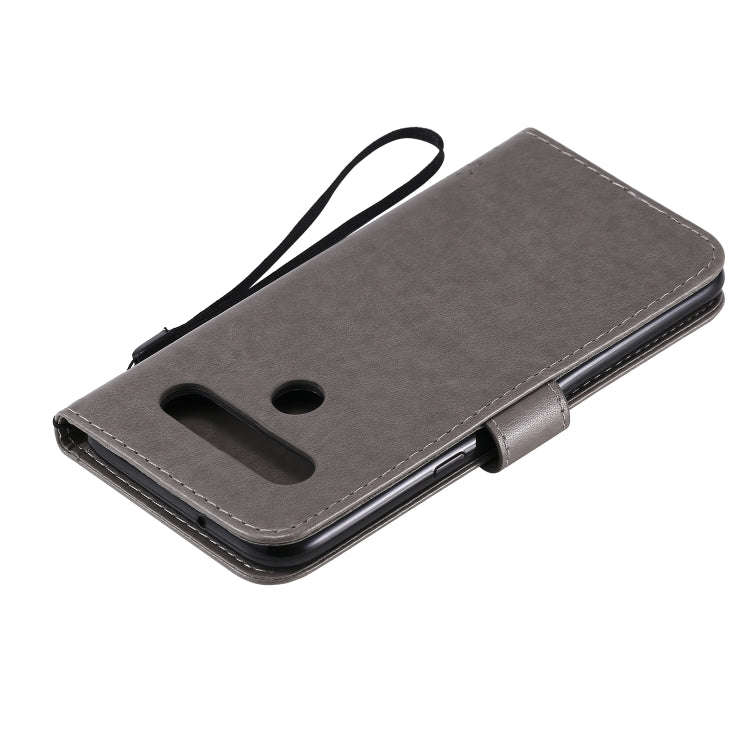 For LG K61 Tree & Cat Embossed Pattern Horizontal Flip Leather Case with Holder & Card Slots & Wa...