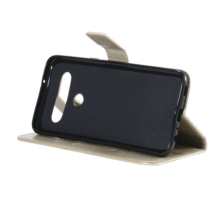 For LG K61 Tree & Cat Embossed Pattern Horizontal Flip Leather Case with Holder & Card Slots & Wa...