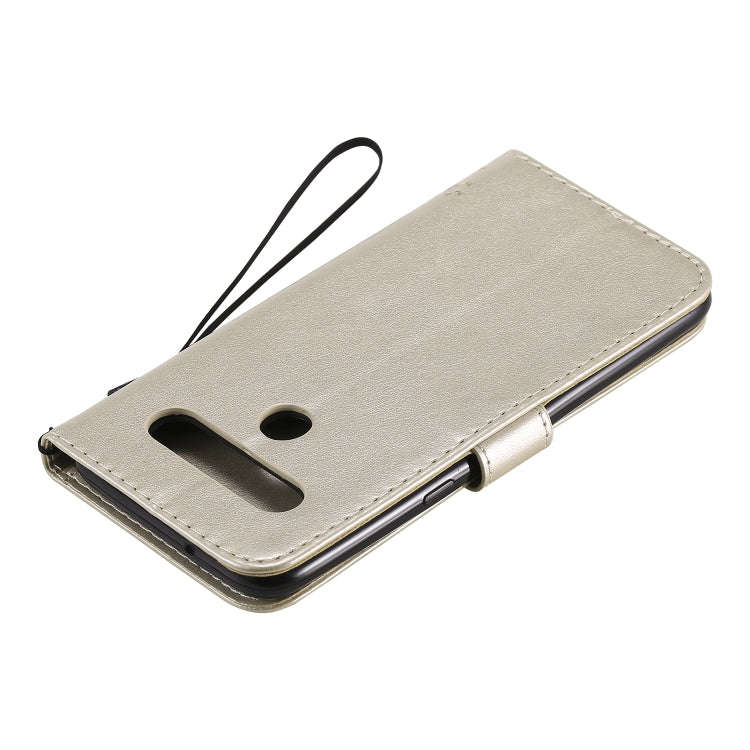 For LG K61 Tree & Cat Embossed Pattern Horizontal Flip Leather Case with Holder & Card Slots & Wa...