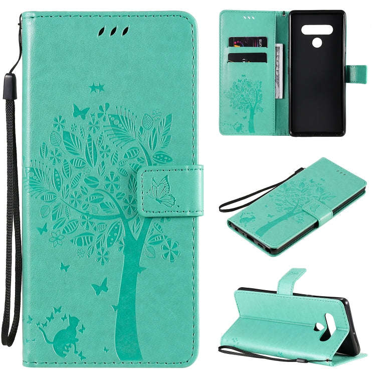 For LG Stylo 6 Tree & Cat Embossed Pattern Horizontal Flip Leather Case with Holder & Card Slots ...
