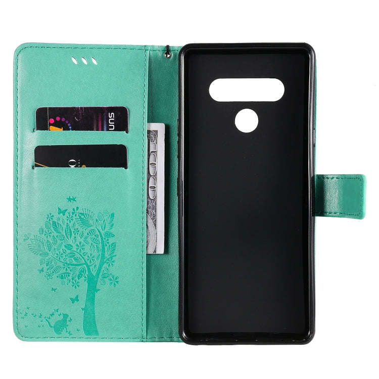 For LG Stylo 6 Tree & Cat Embossed Pattern Horizontal Flip Leather Case with Holder & Card Slots ...