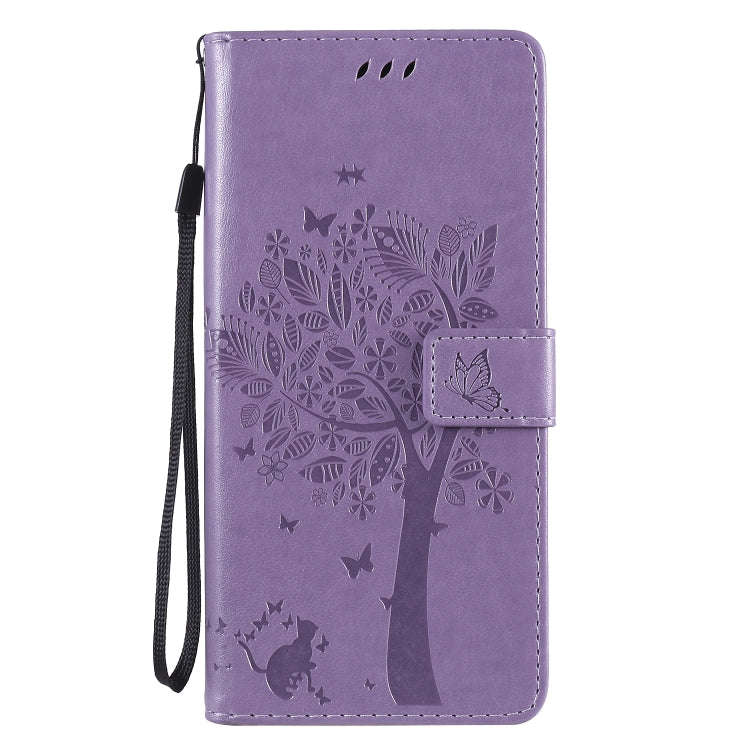 For LG Stylo 6 Tree & Cat Embossed Pattern Horizontal Flip Leather Case with Holder & Card Slots ...