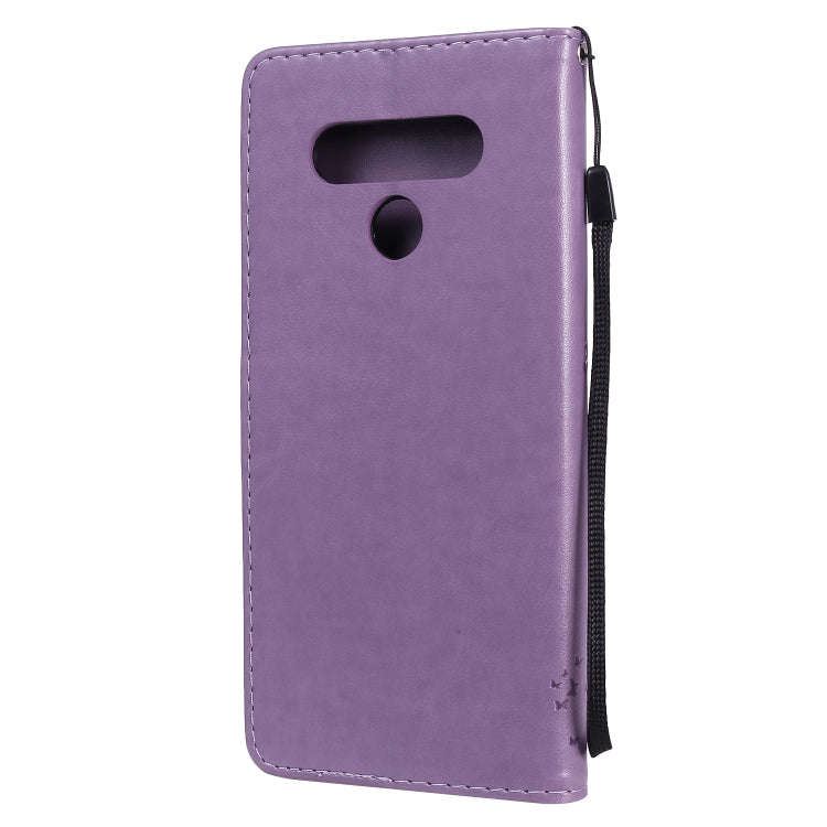 For LG Stylo 6 Tree & Cat Embossed Pattern Horizontal Flip Leather Case with Holder & Card Slots ...