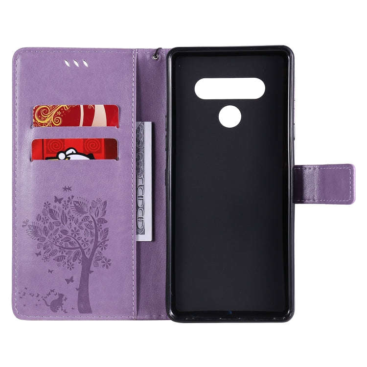 For LG Stylo 6 Tree & Cat Embossed Pattern Horizontal Flip Leather Case with Holder & Card Slots ...