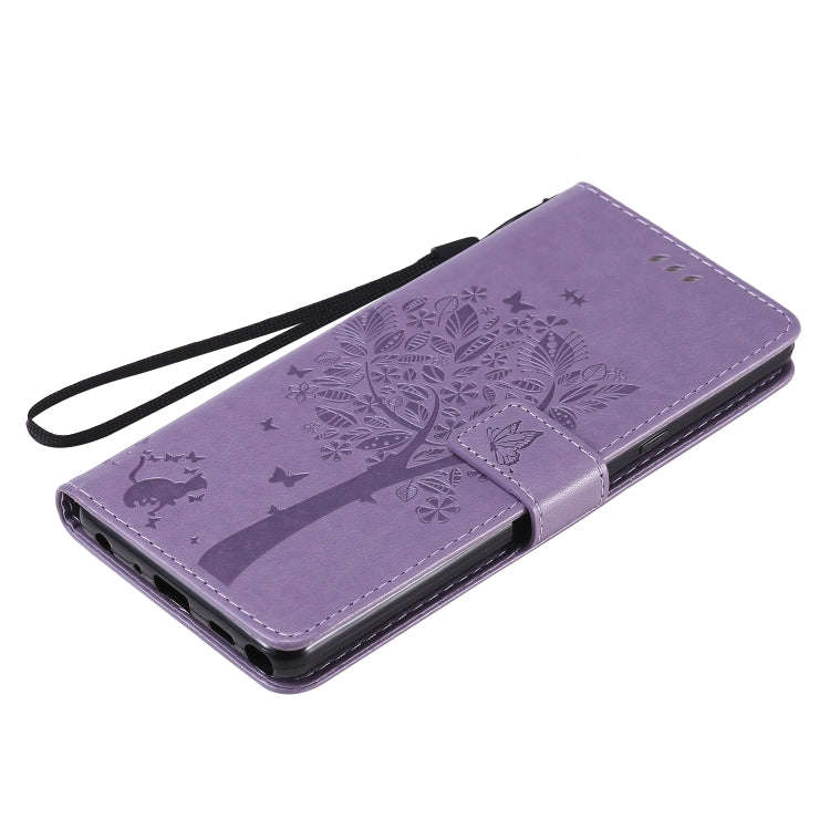 For LG Stylo 6 Tree & Cat Embossed Pattern Horizontal Flip Leather Case with Holder & Card Slots ...