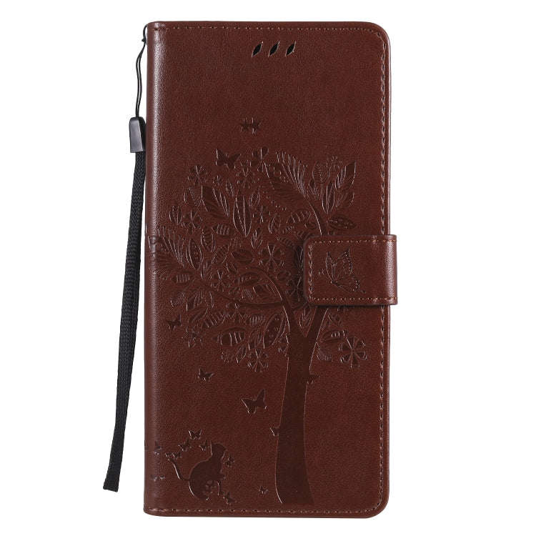 For LG Stylo 6 Tree & Cat Embossed Pattern Horizontal Flip Leather Case with Holder & Card Slots ...
