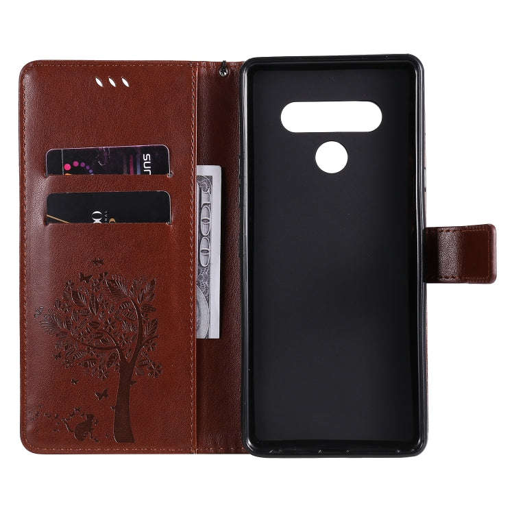 For LG Stylo 6 Tree & Cat Embossed Pattern Horizontal Flip Leather Case with Holder & Card Slots ...