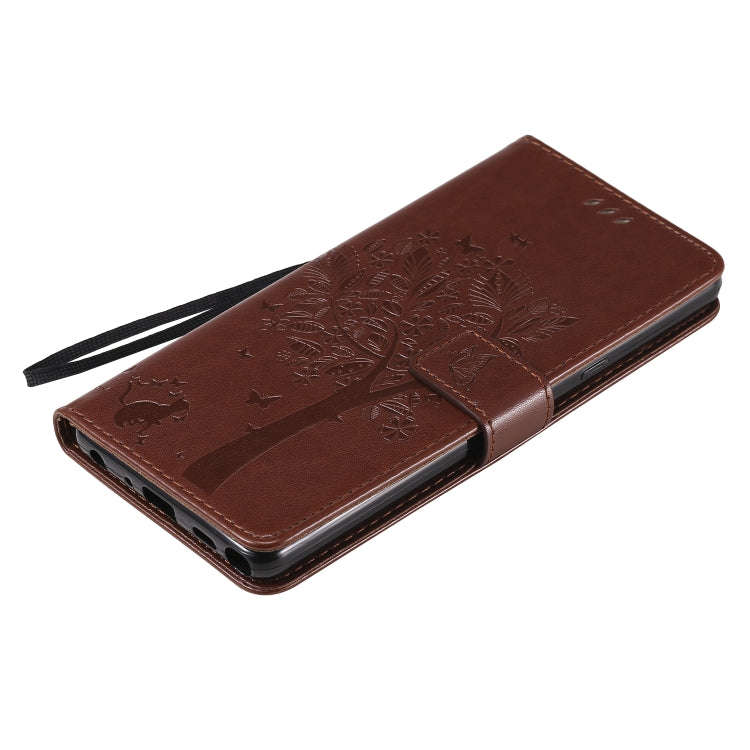 For LG Stylo 6 Tree & Cat Embossed Pattern Horizontal Flip Leather Case with Holder & Card Slots ...