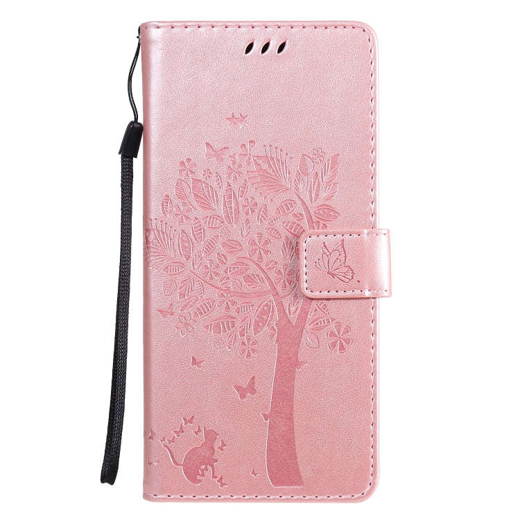 For LG Stylo 6 Tree & Cat Embossed Pattern Horizontal Flip Leather Case with Holder & Card Slots ...