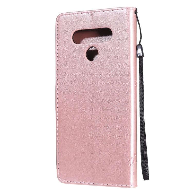 For LG Stylo 6 Tree & Cat Embossed Pattern Horizontal Flip Leather Case with Holder & Card Slots ...