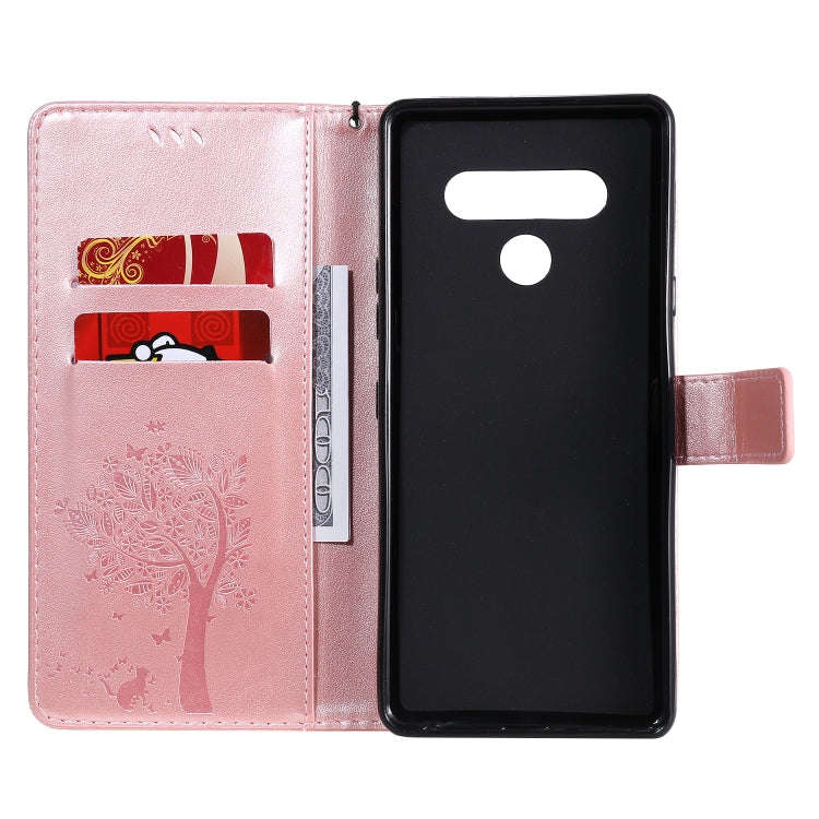 For LG Stylo 6 Tree & Cat Embossed Pattern Horizontal Flip Leather Case with Holder & Card Slots ...