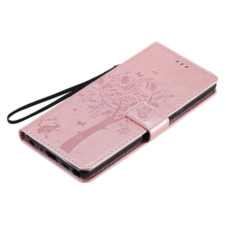 For LG Stylo 6 Tree & Cat Embossed Pattern Horizontal Flip Leather Case with Holder & Card Slots ...