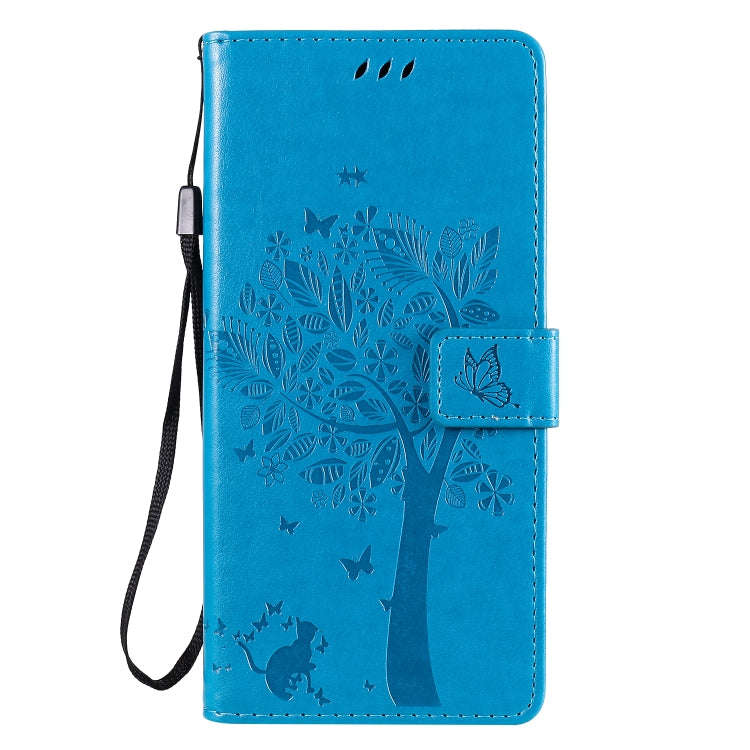 For LG Stylo 6 Tree & Cat Embossed Pattern Horizontal Flip Leather Case with Holder & Card Slots ...