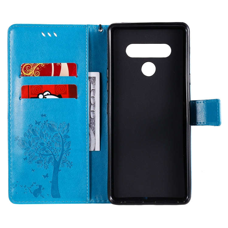 For LG Stylo 6 Tree & Cat Embossed Pattern Horizontal Flip Leather Case with Holder & Card Slots ...