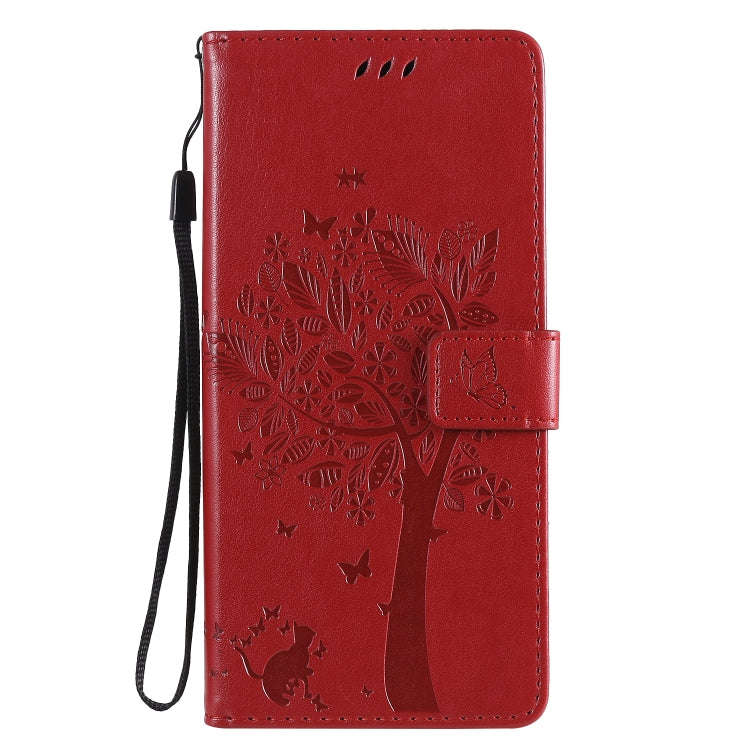 For LG Stylo 6 Tree & Cat Embossed Pattern Horizontal Flip Leather Case with Holder & Card Slots ...