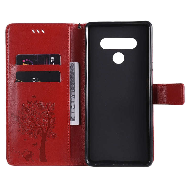For LG Stylo 6 Tree & Cat Embossed Pattern Horizontal Flip Leather Case with Holder & Card Slots ...