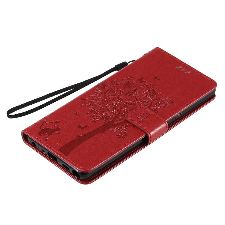 For LG Stylo 6 Tree & Cat Embossed Pattern Horizontal Flip Leather Case with Holder & Card Slots ...