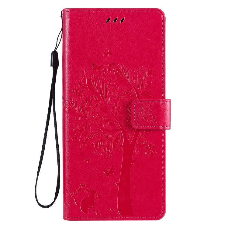For LG Stylo 6 Tree & Cat Embossed Pattern Horizontal Flip Leather Case with Holder & Card Slots ...