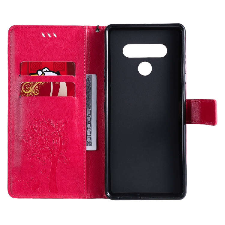 For LG Stylo 6 Tree & Cat Embossed Pattern Horizontal Flip Leather Case with Holder & Card Slots ...