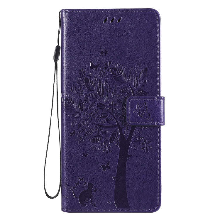 For LG Stylo 6 Tree & Cat Embossed Pattern Horizontal Flip Leather Case with Holder & Card Slots ...