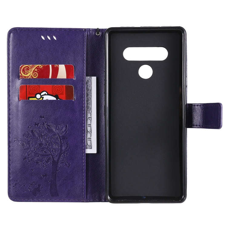 For LG Stylo 6 Tree & Cat Embossed Pattern Horizontal Flip Leather Case with Holder & Card Slots ...