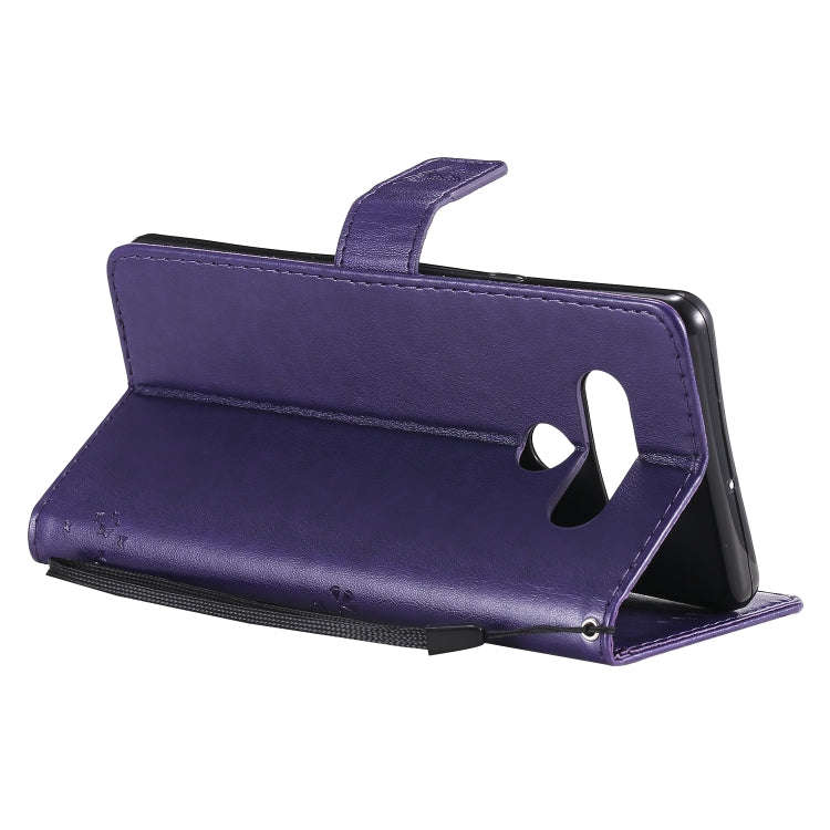 For LG Stylo 6 Tree & Cat Embossed Pattern Horizontal Flip Leather Case with Holder & Card Slots ...