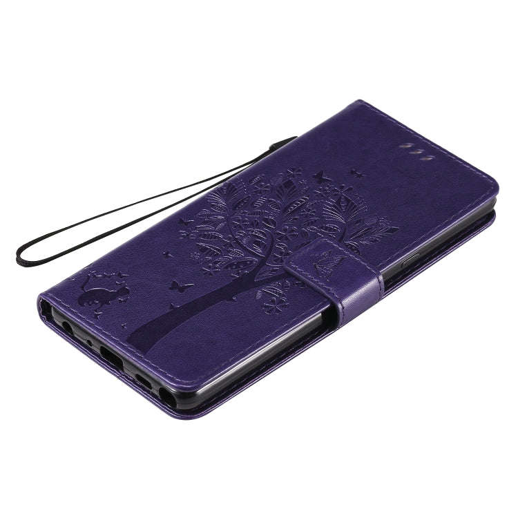 For LG Stylo 6 Tree & Cat Embossed Pattern Horizontal Flip Leather Case with Holder & Card Slots ...
