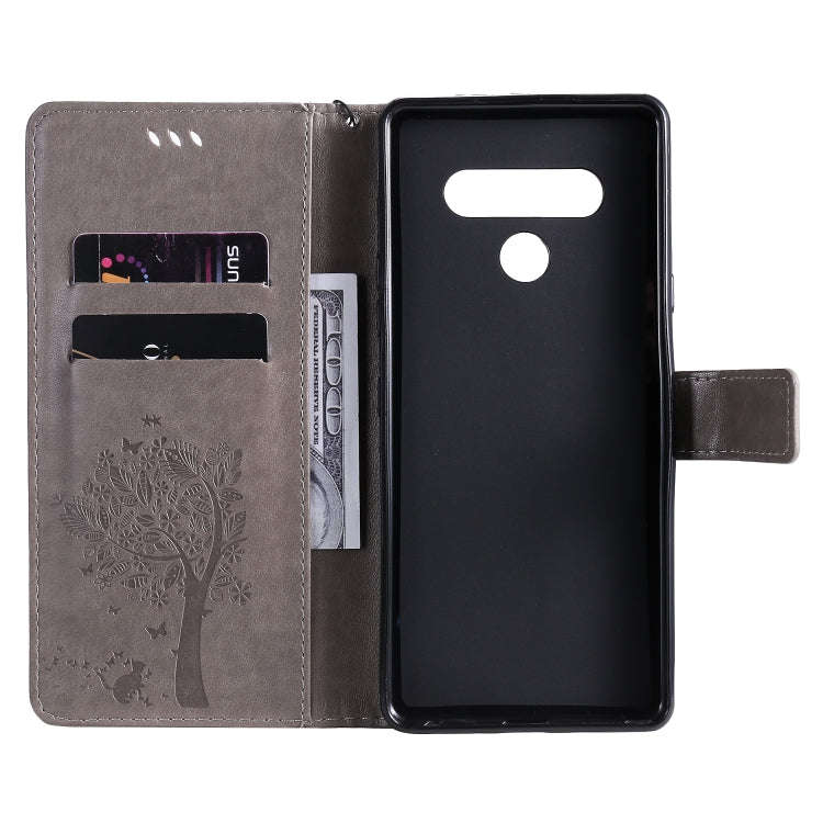 For LG Stylo 6 Tree & Cat Embossed Pattern Horizontal Flip Leather Case with Holder & Card Slots ...