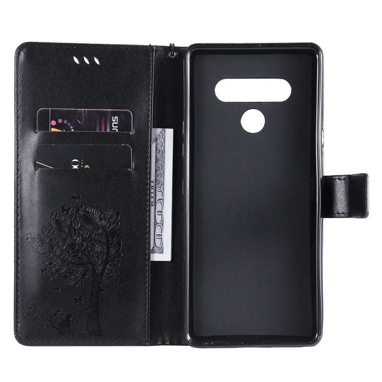 For LG Stylo 6 Tree & Cat Embossed Pattern Horizontal Flip Leather Case with Holder & Card Slots ...