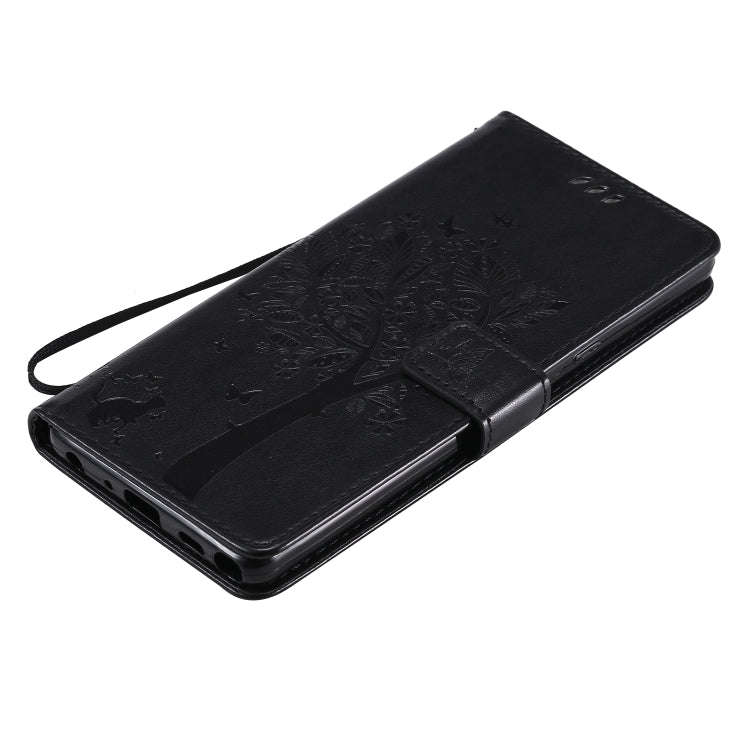 For LG Stylo 6 Tree & Cat Embossed Pattern Horizontal Flip Leather Case with Holder & Card Slots ...