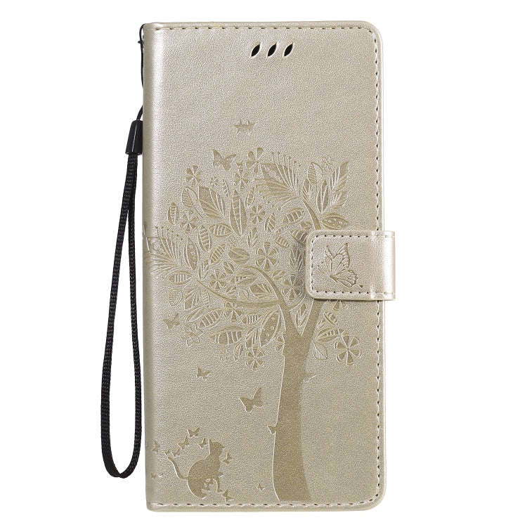 For LG Stylo 6 Tree & Cat Embossed Pattern Horizontal Flip Leather Case with Holder & Card Slots ...