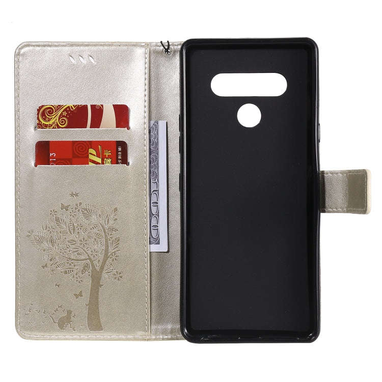 For LG Stylo 6 Tree & Cat Embossed Pattern Horizontal Flip Leather Case with Holder & Card Slots ...