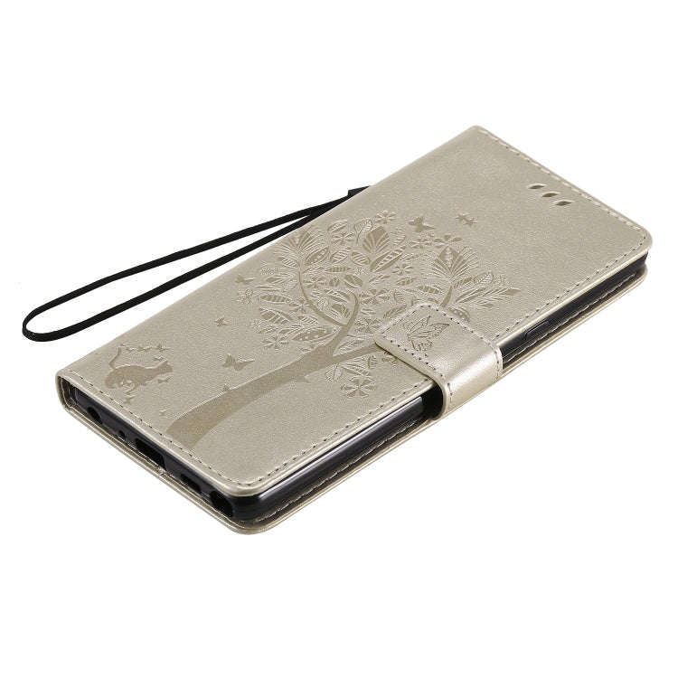 For LG Stylo 6 Tree & Cat Embossed Pattern Horizontal Flip Leather Case with Holder & Card Slots ...