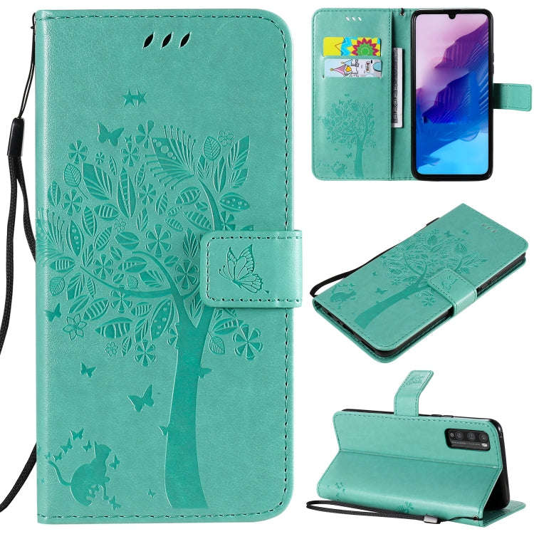 For Huawei Enjoy Z 5G Tree & Cat Embossed Pattern Horizontal Flip Leather Case with Holder & Card...