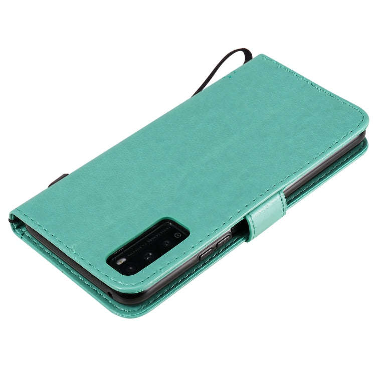 For Huawei Enjoy Z 5G Tree & Cat Embossed Pattern Horizontal Flip Leather Case with Holder & Card...