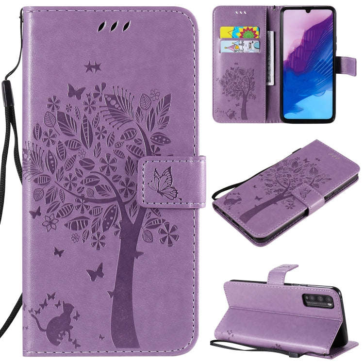 For Huawei Enjoy Z 5G Tree & Cat Embossed Pattern Horizontal Flip Leather Case with Holder & Card...