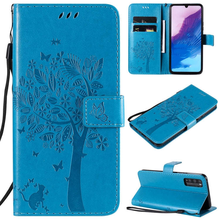 For Huawei Enjoy Z 5G Tree & Cat Embossed Pattern Horizontal Flip Leather Case with Holder & Card...