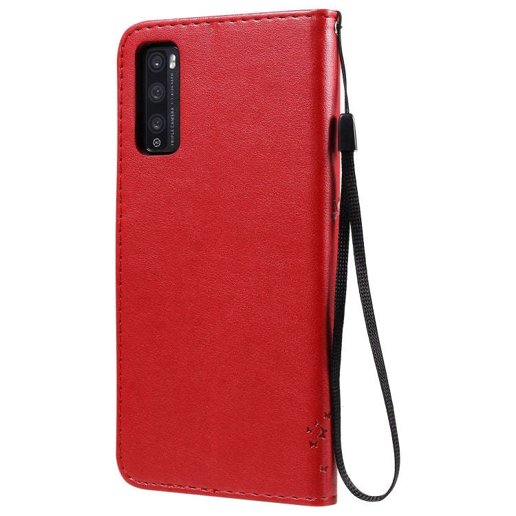 For Huawei Enjoy Z 5G Tree & Cat Embossed Pattern Horizontal Flip Leather Case with Holder & Card...
