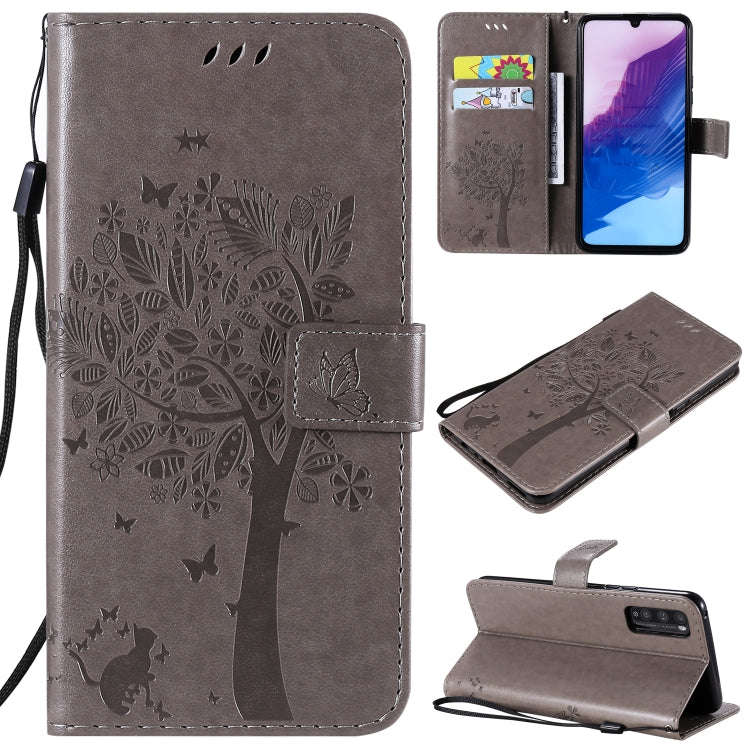 For Huawei Enjoy Z 5G Tree & Cat Embossed Pattern Horizontal Flip Leather Case with Holder & Card...