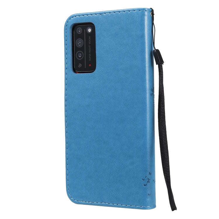 For Huawei Honor X10 5G Tree & Cat Embossed Pattern Horizontal Flip Leather Case with Holder & Ca...
